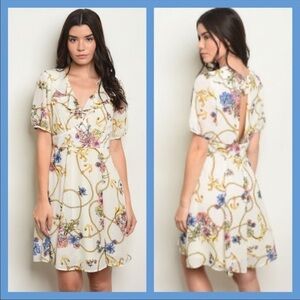 Boutique Floral Dress Empire Waist Puff Sleeves Small